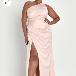 Lulu's Blush Pink One Shoulder Maxi Dress